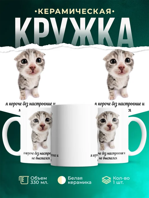 Кружка Мемы Я короче без настроение