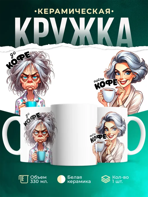 Кружка Шуточная кружка До и после кофе