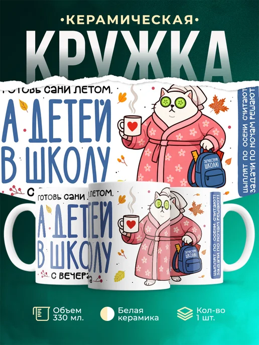 Кружка Мемы Готовь сани летом, а детей в школу с вечера