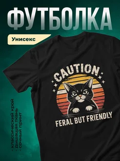 Купить футболку чёрную с принтом кота с доставкой по России