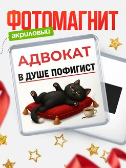 Купить Магнит сувенирный 65мм с котом-пофигистом в подарок с доставкой по России