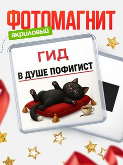 Купить магнит сувенирный 65мм с котом-пофигистом в подарок с доставкой по России