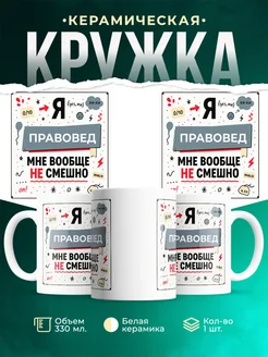 Кружка с приколом Правовед не смешно офисный юмор подарок...