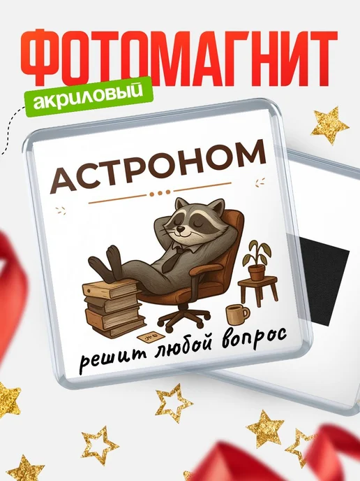 Купить магнит сувенирный 65мм «Енот-астроном» с доставкой по России