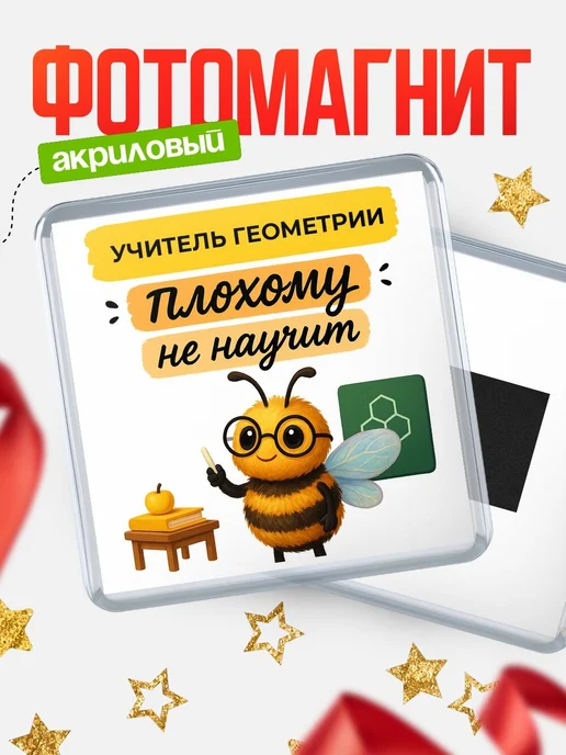 Купить магнит с пчелой Учитель геометрии с доставкой по России — оригинальный подарок кадровику