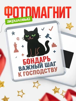 Купить магнит сувенирный 65мм с чёрным котом Бондарь с доставкой по России