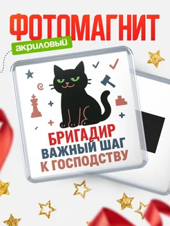 Купить магнит сувенирный 65мм с чёрным котом Бригадир с доставкой по России