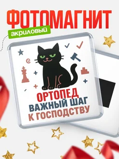 Купить магнит сувенирный 65мм с чёрным котом Ортопед с доставкой по России