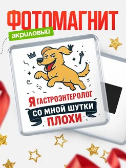 Купить магнит сувенирный 65мм с озорным псом Гастроэнтеролог с доставкой по России