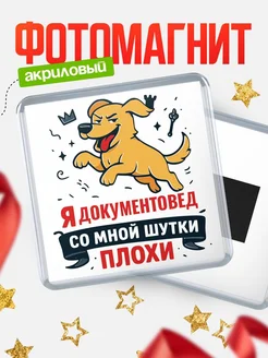Купить магнит сувенирный 65мм с озорным псом Документовед с доставкой по России