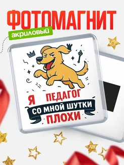 Купить магнит сувенирный 65мм с озорным псом Педагог с доставкой по России