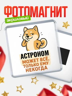 Купить магнит сувенирный 65мм с шиба ину и Астроном-юмором с доставкой по России
