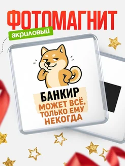 Купить магнит сувенирный 65мм с шиба ину и Банкир-юмором с доставкой по России