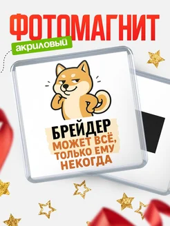 Купить магнит сувенирный 65мм с шиба ину и Брейдер-юмором с доставкой по России