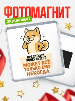 Купить магнит сувенирный 65мм с шиба ину и Кредитный консультант-юмором с доставкой по России