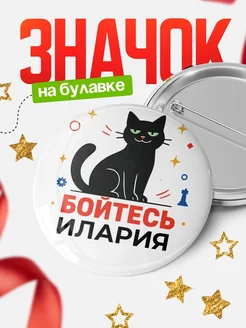 Купить значок с котом «Боюсь Илария» с доставкой по России
