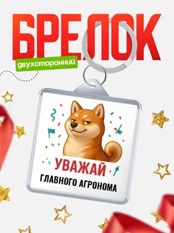 Купить брелок 40мм с шиба-ину и Главного агронома-принтом с доставкой по России