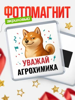 Купить магнит сувенирный 65мм с шиба ину Агрохимика в подарок с доставкой