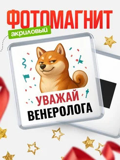 Купить магнит сувенирный 65мм с шиба ину Венеролога в подарок с доставкой