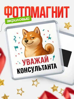 Купить магнит сувенирный 65мм с шиба ину Консультанта в подарок с доставкой