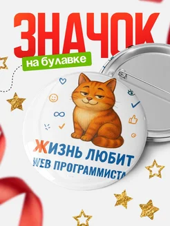 Купить значок с рыжим котом для Web программиста с доставкой по России