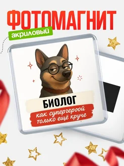 Купить магнит сувенирный 65мм Биолог как супергерой с доставкой по России