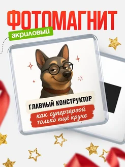 Купить магнит сувенирный 65мм Главный конструктор как супергерой с доставкой по России