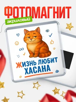 Купить магнит с рыжим котом «Жизнь любит Хасана» с доставкой по России