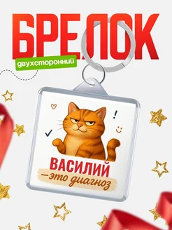 Купить брелок с котом и именем Василий — смешной подарок с доставкой