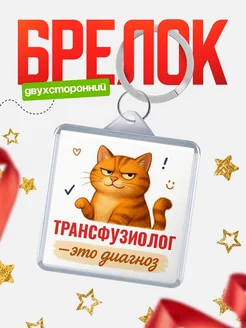 Купить брелок с рыжим котом Трансфузиолог диагноз в подарок кадровику с доставкой по России