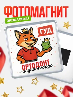 Купить магнит прикольный с лисой и лягушкой для Ортодонт с доставкой по России
