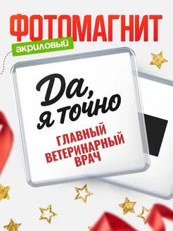 Купить магнит сувенирный 65мм с надписью «Да, я точно Главный ветеринарный врач» с доставкой по России