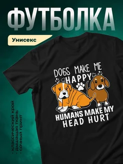 Купить футболку чёрную с принтом собак с доставкой по России
