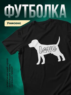 Купить футболку чёрную с принтом собака и лапка — в подарок с доставкой по России