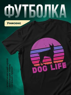 Купить чёрную футболку с принтом собаки в граффити-стиле — доставка по России